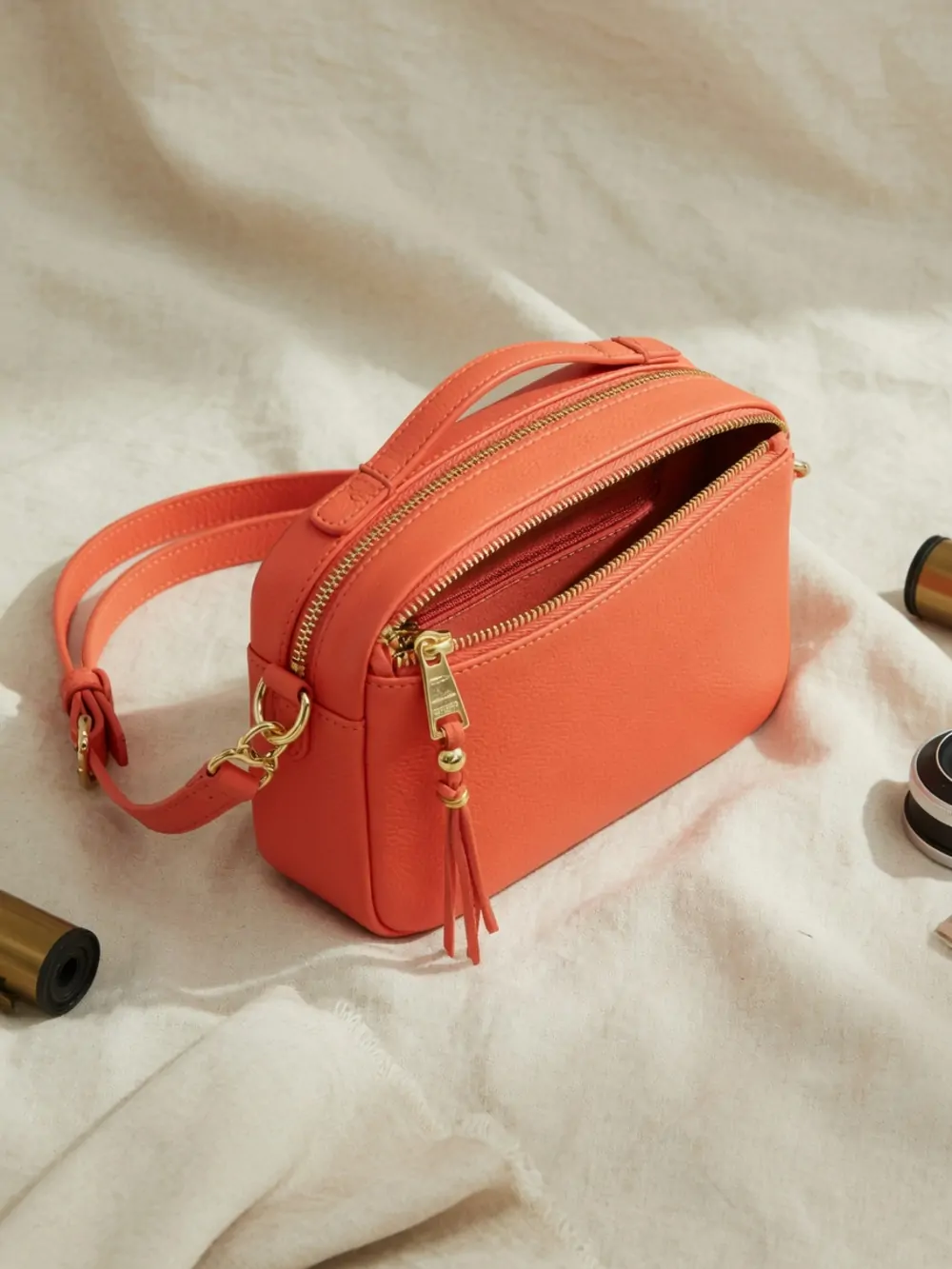 Sac bandoulière cuir corail